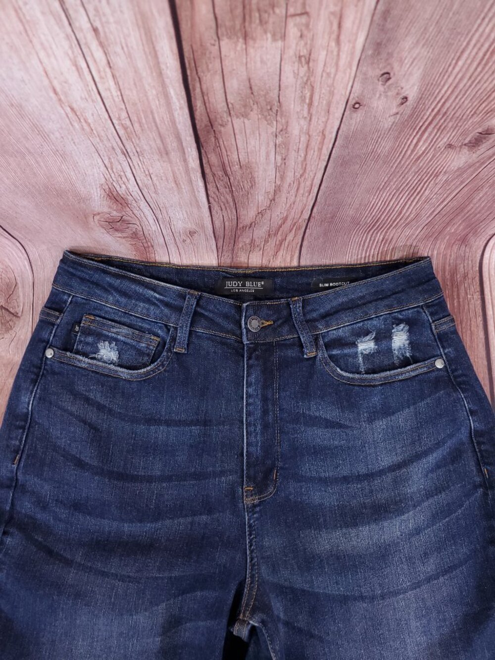 Judy Blue Womens 14W Slim Bootcut Jeans High Rise Distressed Side Slit Stretch - Picture 3 of 16